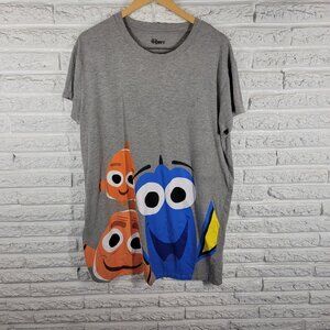 Disney Pixar Finding Dory Womens Pajama Top 1X Plus Gown Gray Cotton Blend GRA26